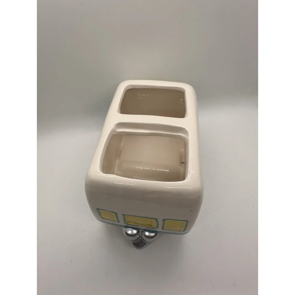 Retro Camper Ceramic Toothbrush Holder RV Bathroom Décor Turquoise Yellow‎
